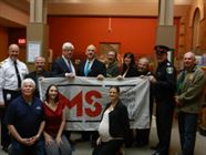 David Tilson, MP & Mayor Williams & Councillors Garisto and Kidd at the Multiple Sclerosis Flag Presentation at the Orangeville Town Hall